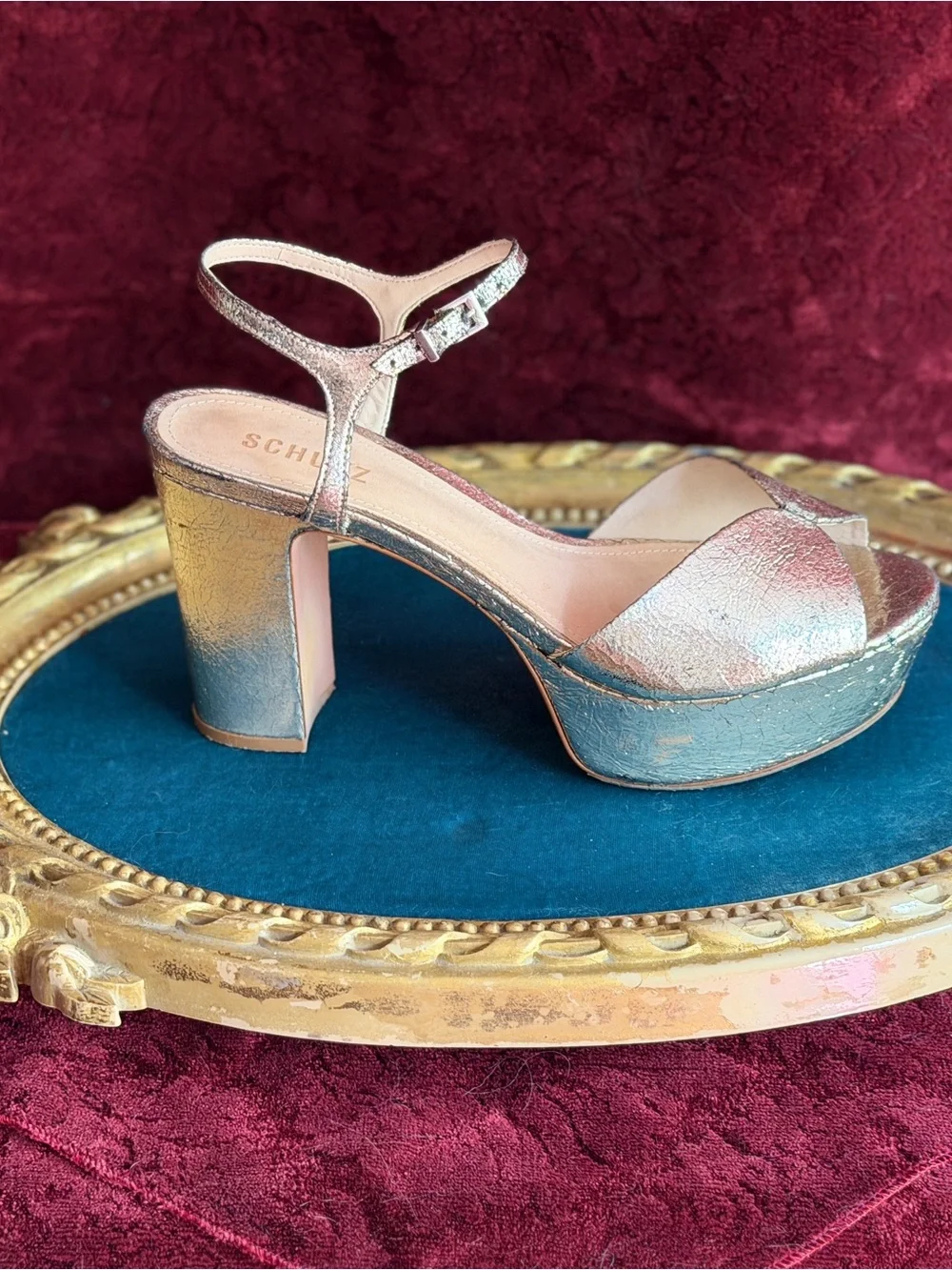 SCHUTZ Metallic Gold Platform Sandal